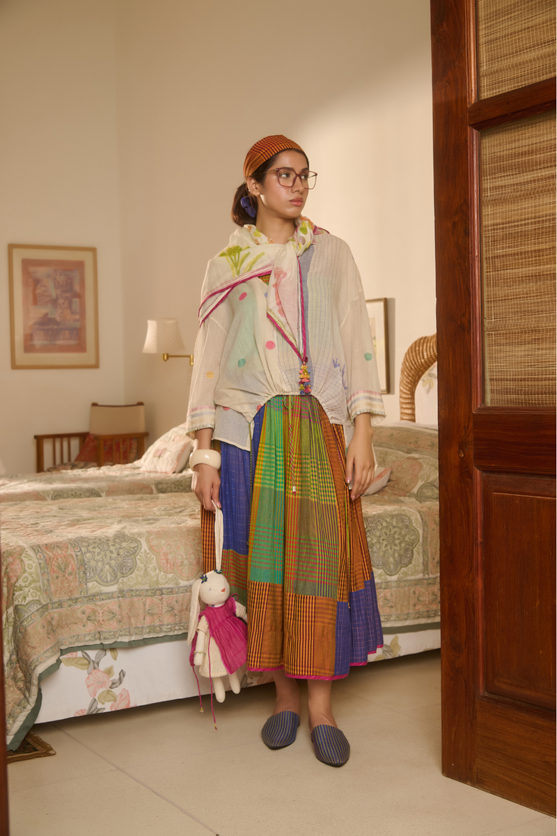 YANA SKIRT-MULTICOLOR silk by SWATTI KAPOOR in multi color for women Worldwide