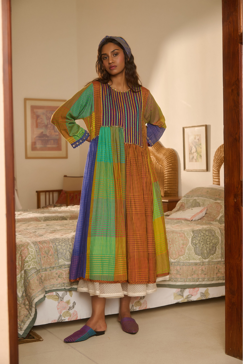 HESTER DRESS-MULTICOLOR silk by SWATTI KAPOOR in multi color for women Worldwide