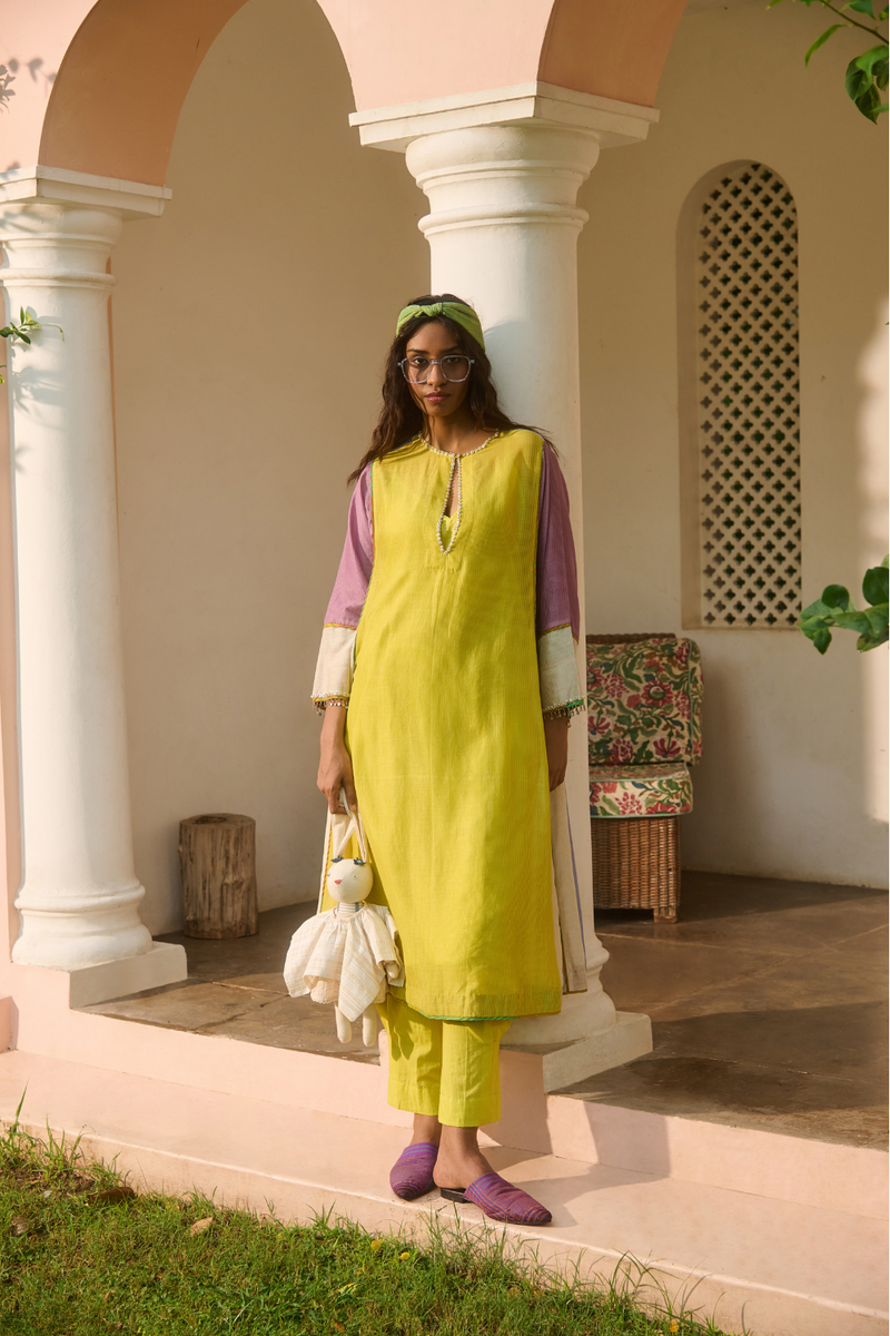 DAISY KURTA-MULTICOLOR chanderi by SWATTI KAPOOR in multi color for women Worldwide
