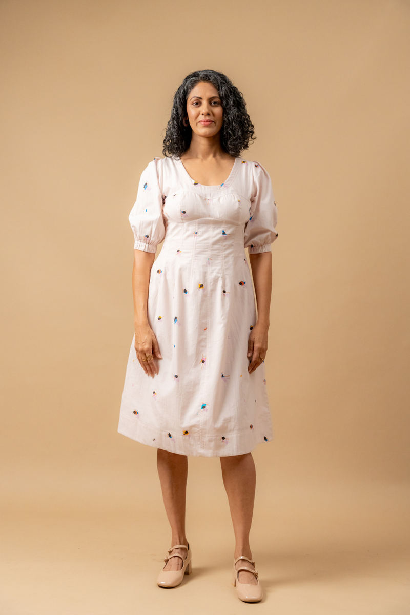 ISABELLE PRINTED DRESS by Doodlage in pink color for women Worldwide