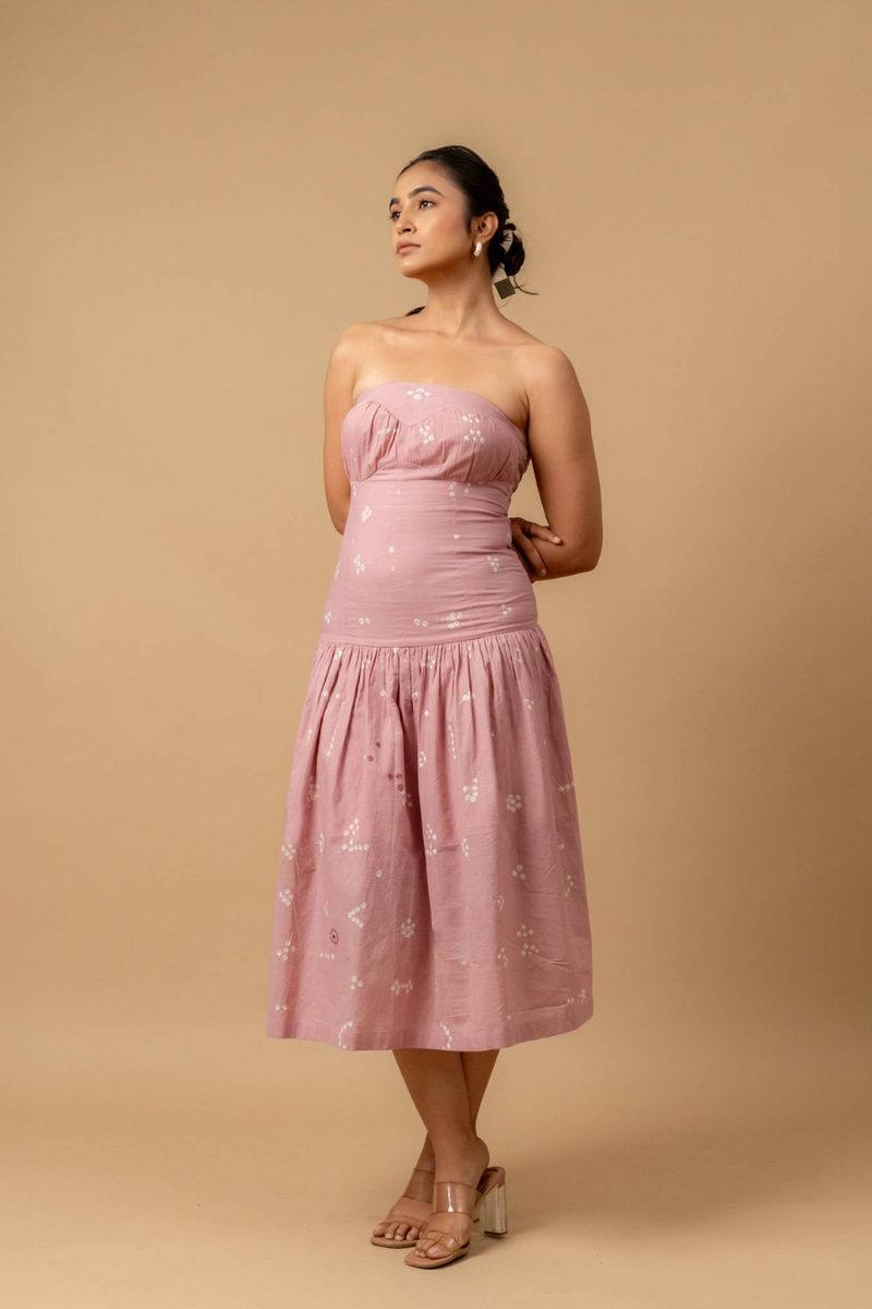 Bellblush bandhani dress by Doodlage in pink color for women Worldwide