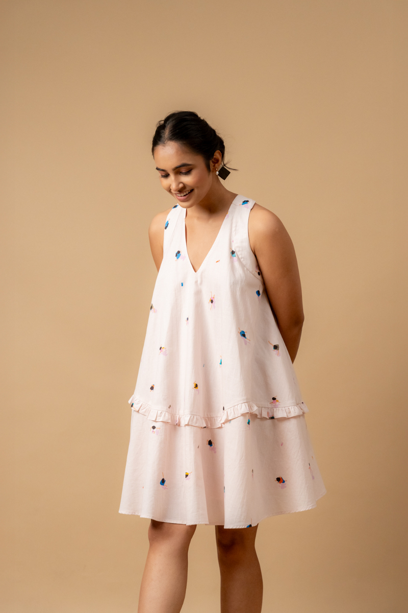 Daisy Daze Printed Dress by Doodlage in pink color for women Worldwide