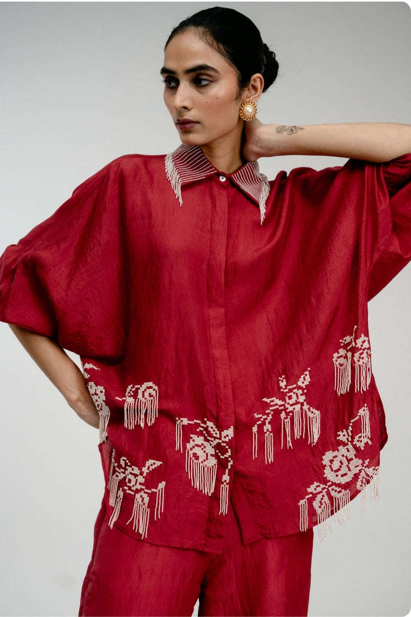 Heirloom Shirt mulberry silk top/shirt by Ode to Odd in red for women Worldwide
