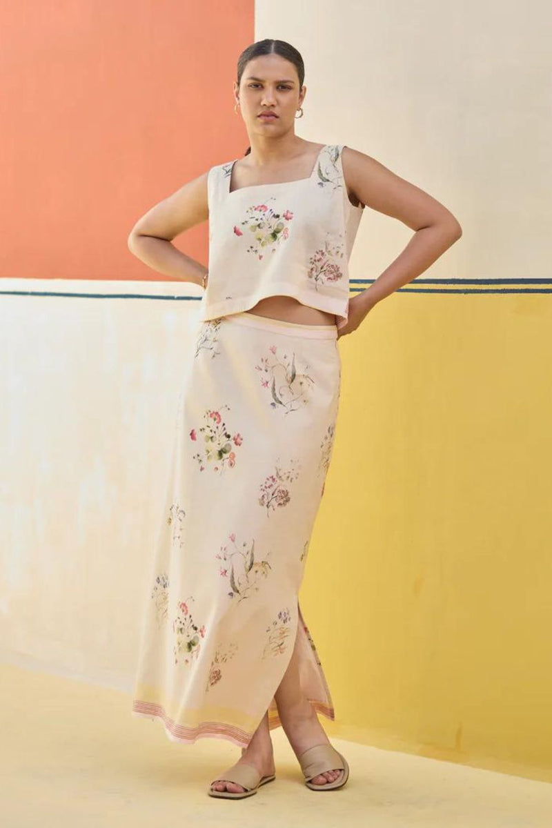 Leena Floral Co-ord Set 
 - Sand by Manan in natural color for women Worldwide