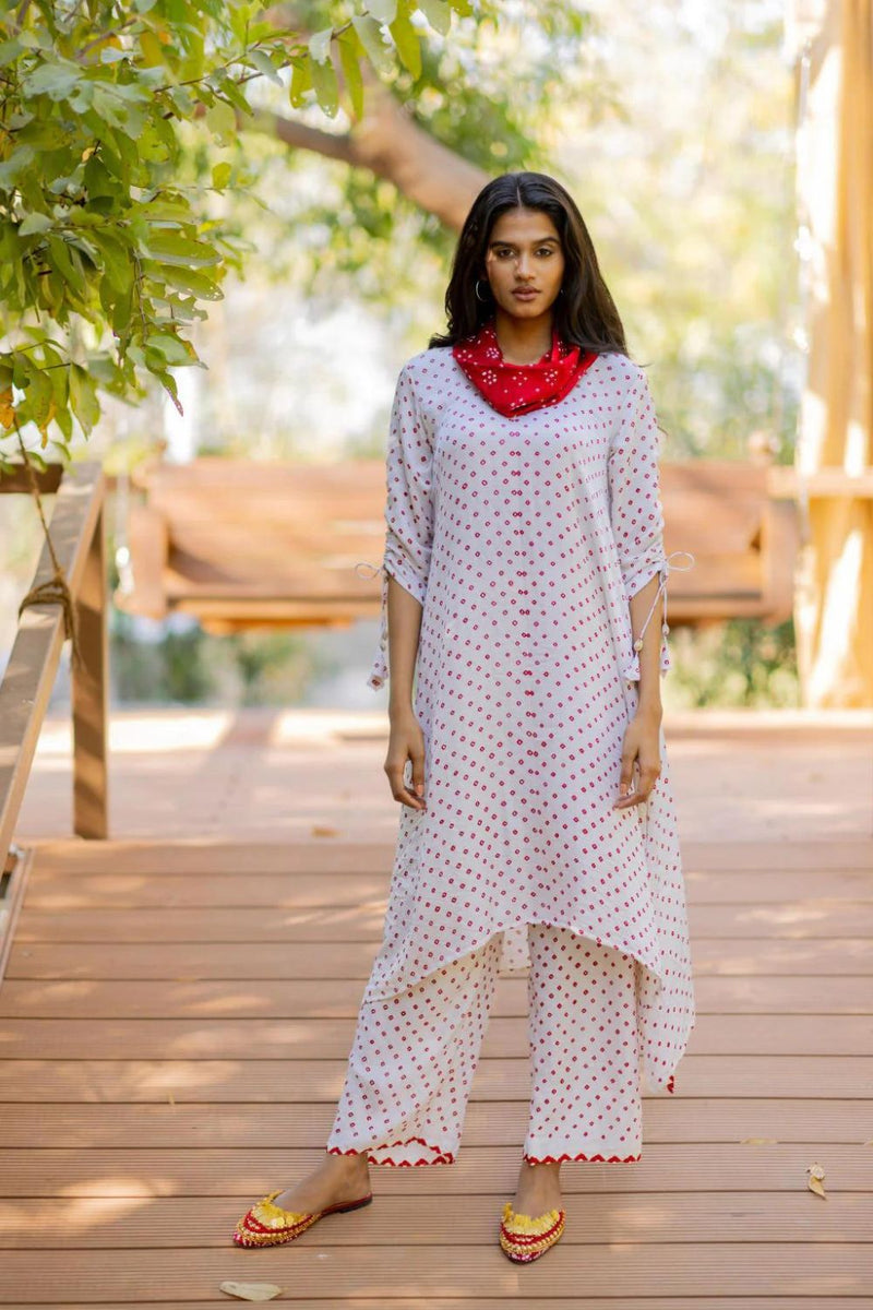 2 PC COWL KURTA SET-WHITE silk by Dyelogue in white color for women Worldwide