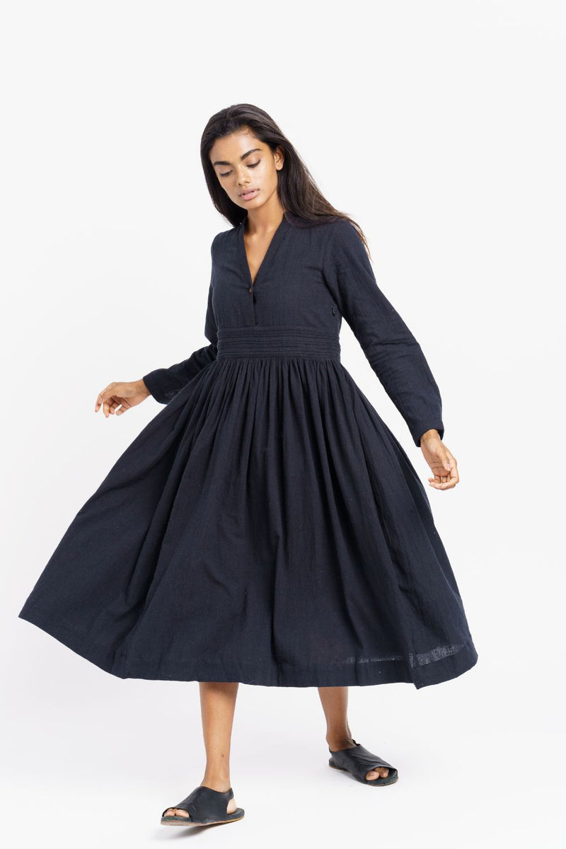 Fit and flare midi dress - Black Dress by World of Crow in black color for women Worldwide