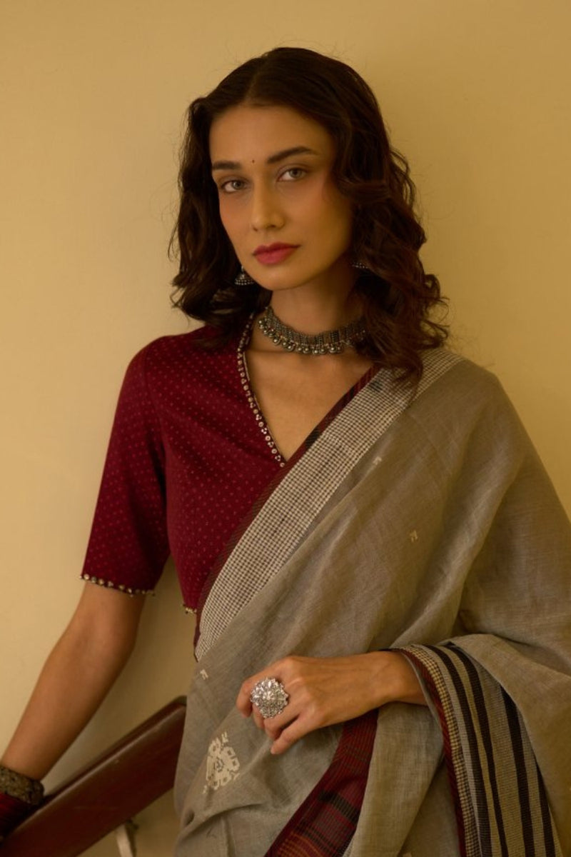 Janki Blouse mashru blouse by SWATTI KAPOOR in maroon for women Worldwide