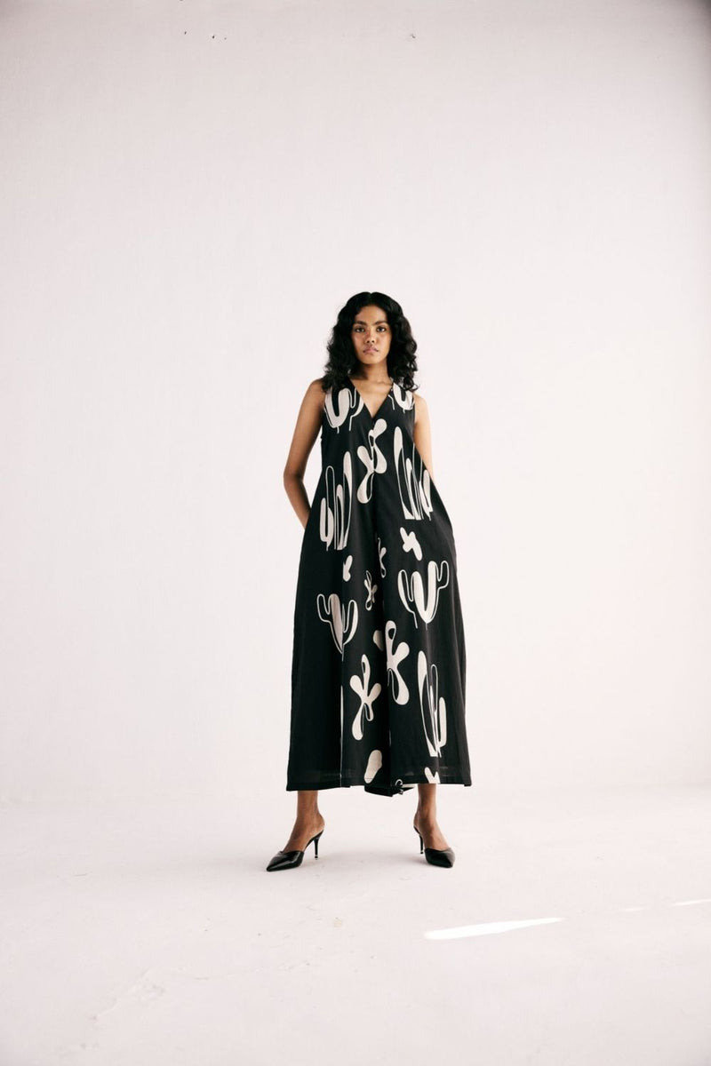 CACTUS JUMPSUIT cotton by Khara Kapas in black for women Worldwide
