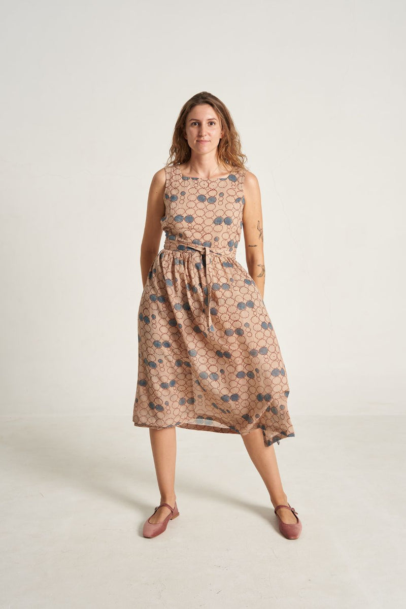 Geometric Flower Wrap-On Dress cotton by World of Crow for Worldwide