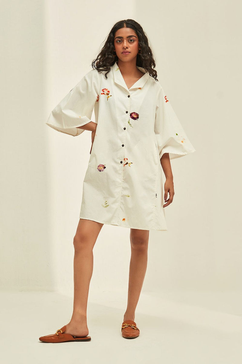 Ivory garden Dress poplin by Khara Kapas in white for women Worldwide