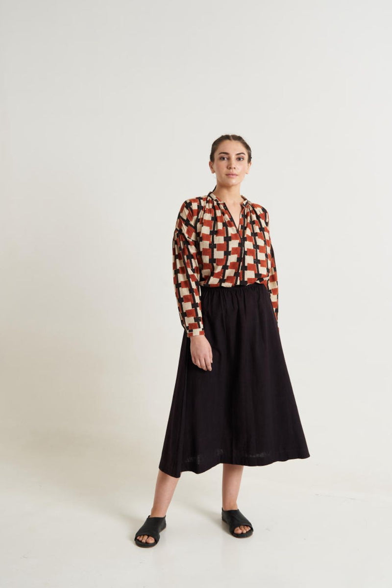 Classic organic black skirt - Black cotton by World of Crow in black color for women Worldwide