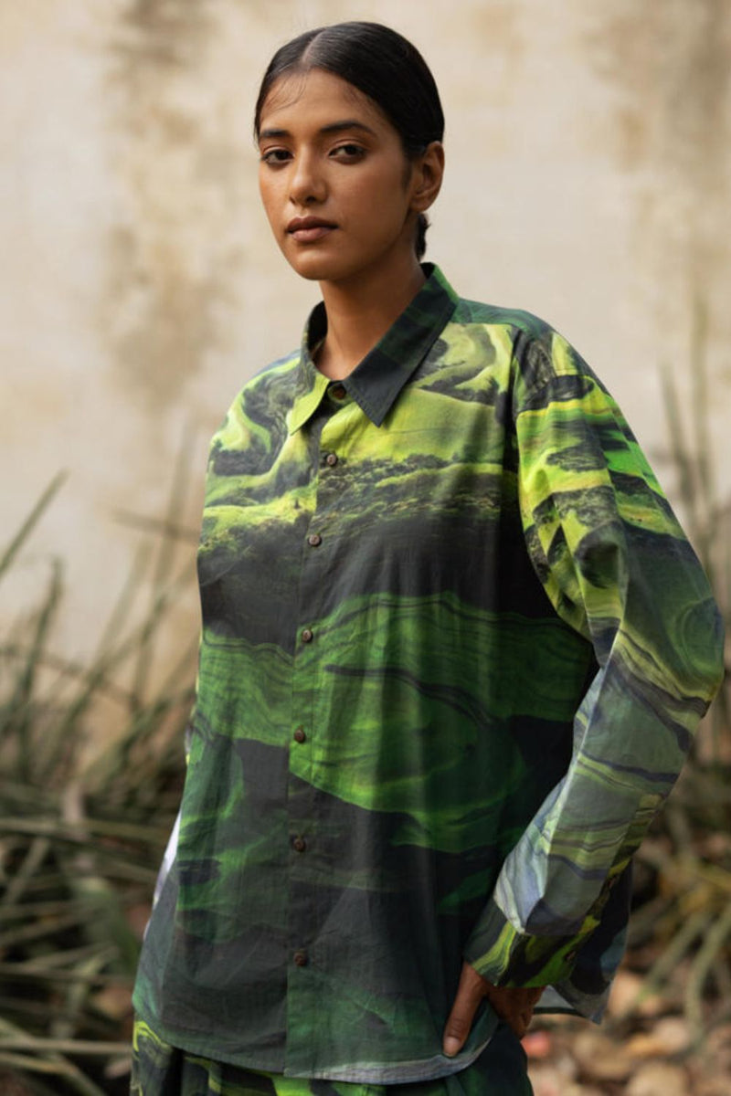 Earo Green Shirt by Doodlage in green color for women Worldwide