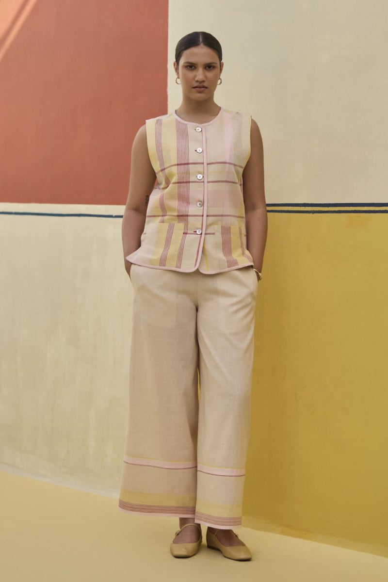 Danna Check Linen Co-ord Set 
 -Sand by Manan in natural color for women Worldwide