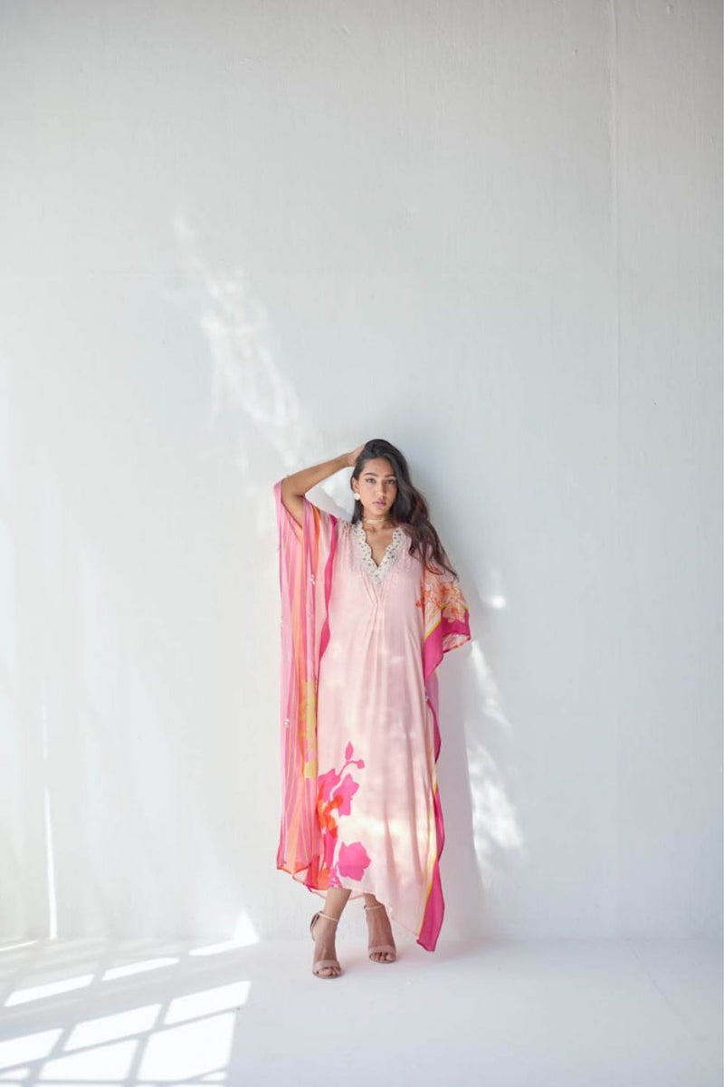 NUDE PEARL KAFTAN Indo-Western Wear by Rajiramniq for women Worldwide