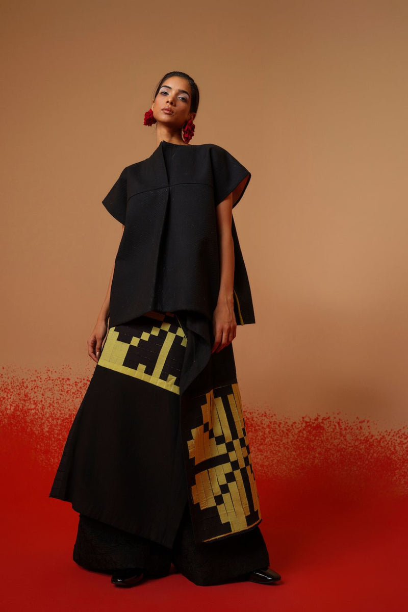 Ember Top-Black cotton matty tops and shirts by Stoique in black for women Worldwide
