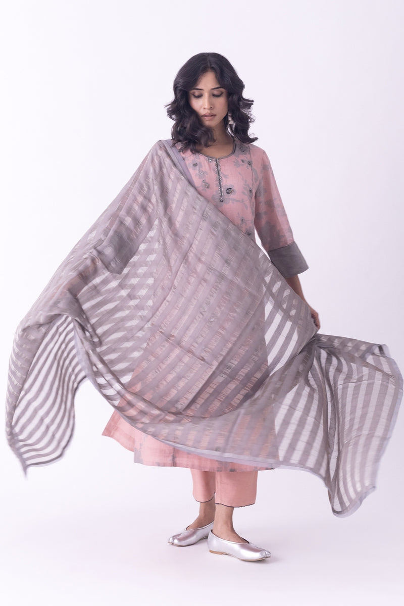 Zariya-Dupatta tissue dupatta by Shades of India in grey for women Worldwide