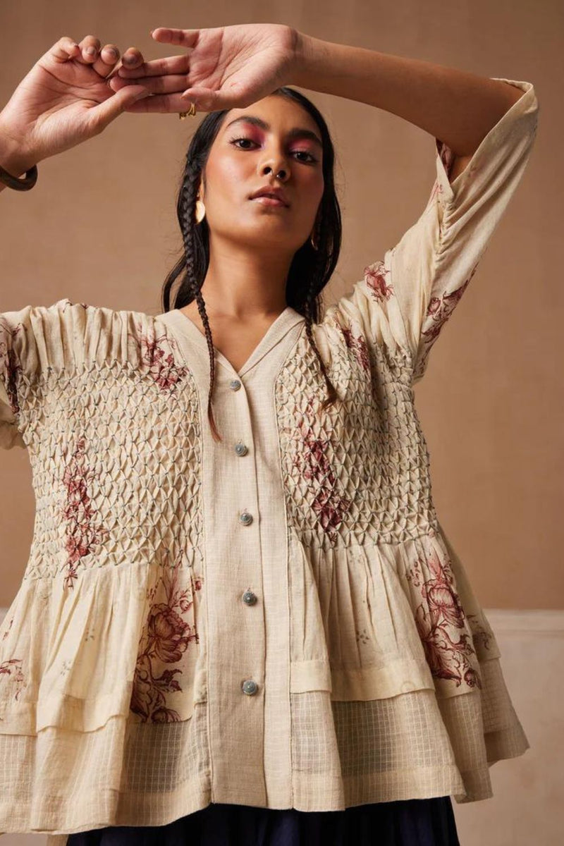 Jade top-Peony print cotton by CORD for women Worldwide