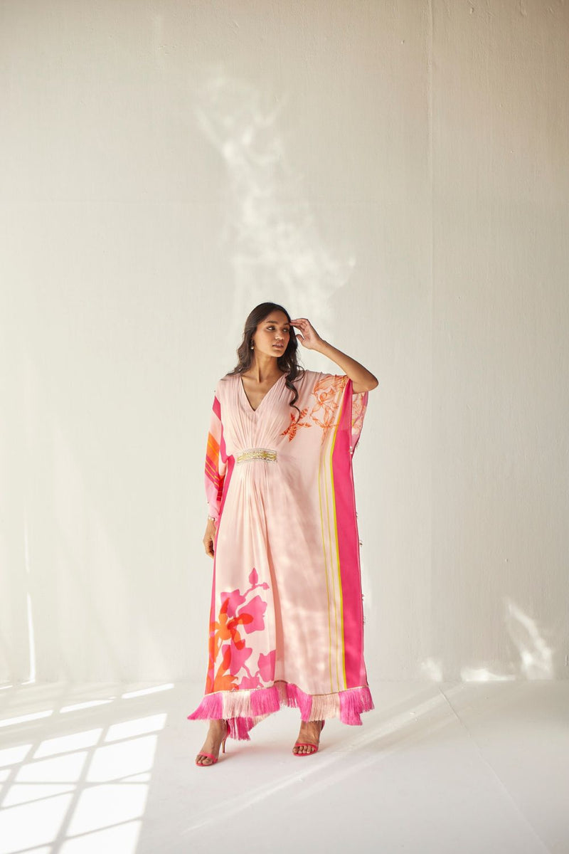 NUDE PINK BELT KAFTAN Indo-Western Wear by Rajiramniq for women Worldwide