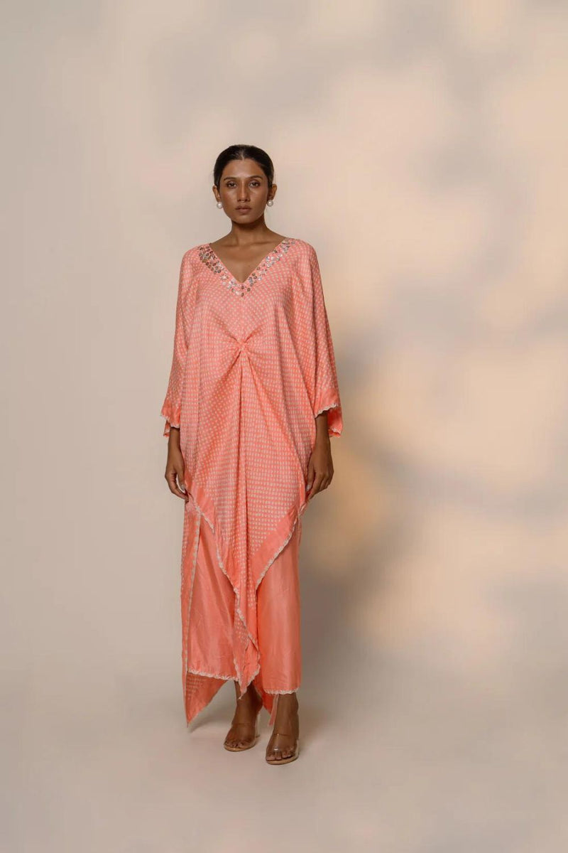 SAKURA SET-PEACH silk by Dyelogue in peach color for women Worldwide