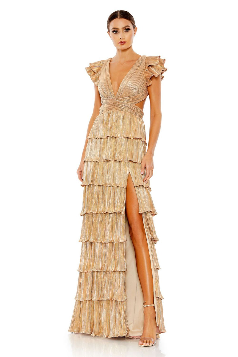 MD-26740 Tiered Backless Dress-Gold by Mac Duggal in gold color for women Worldwide
