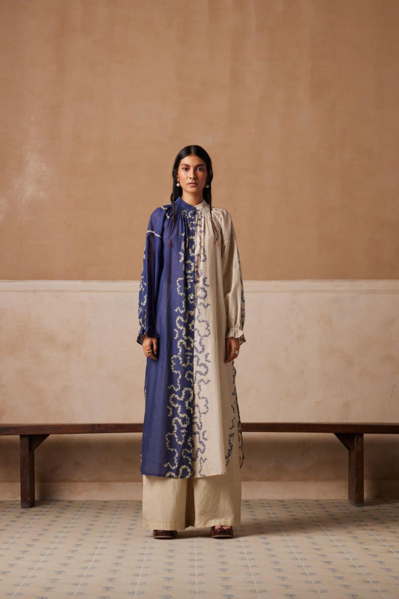 Chloe Dress-Indigo-Ivory Spiral cotton by CORD for women Worldwide