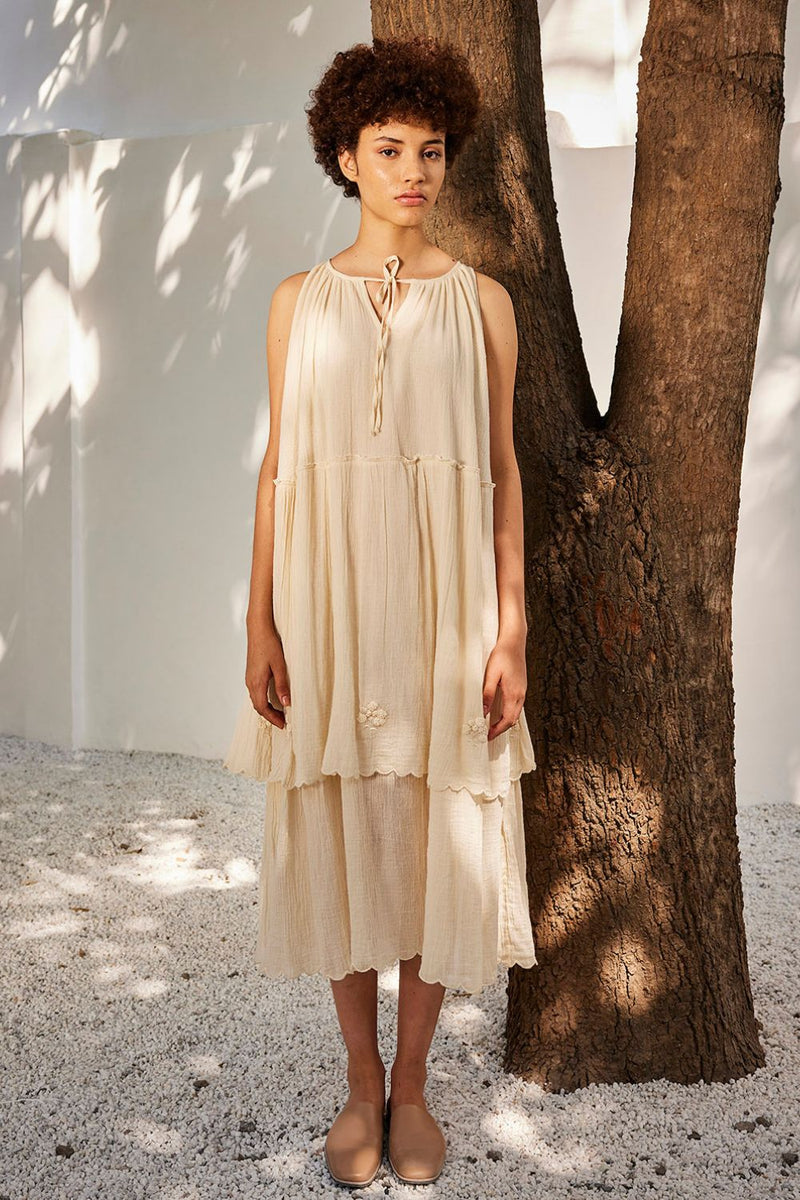 Cloudy dreams midi dress Dress by Khara Kapas in ecru for women Worldwide