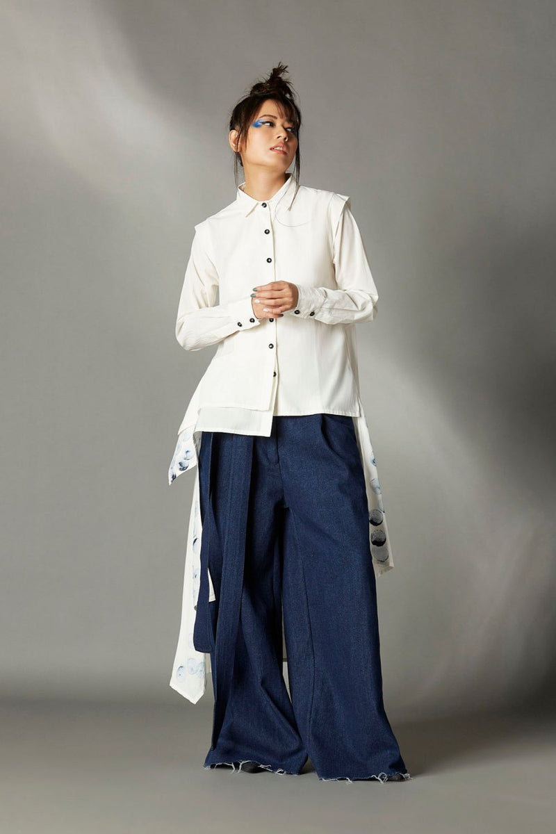 Elvira Hand Painted Shirt cotton by Chola in white color for women Worldwide