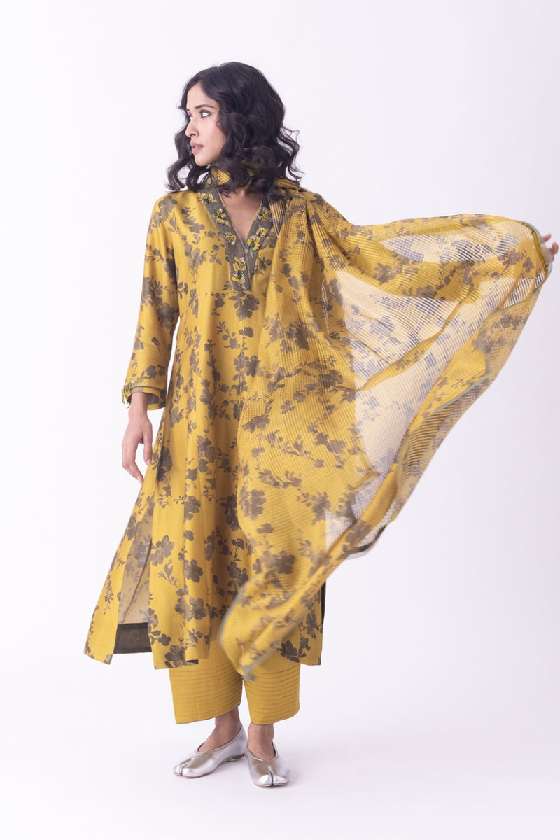 Nikhar-Dupatta silk organza dupatta by Shades of India in mustrad for women Worldwide