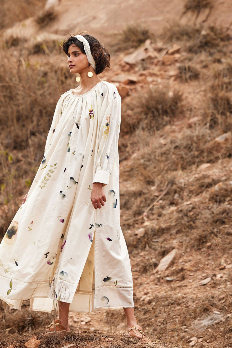 Gul Dress cotton by Khara Kapas in white for women Worldwide