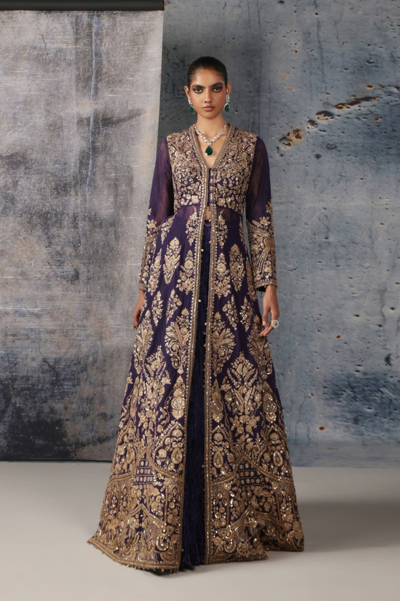 Zar-Rang Purple Jacket Lehenga Set