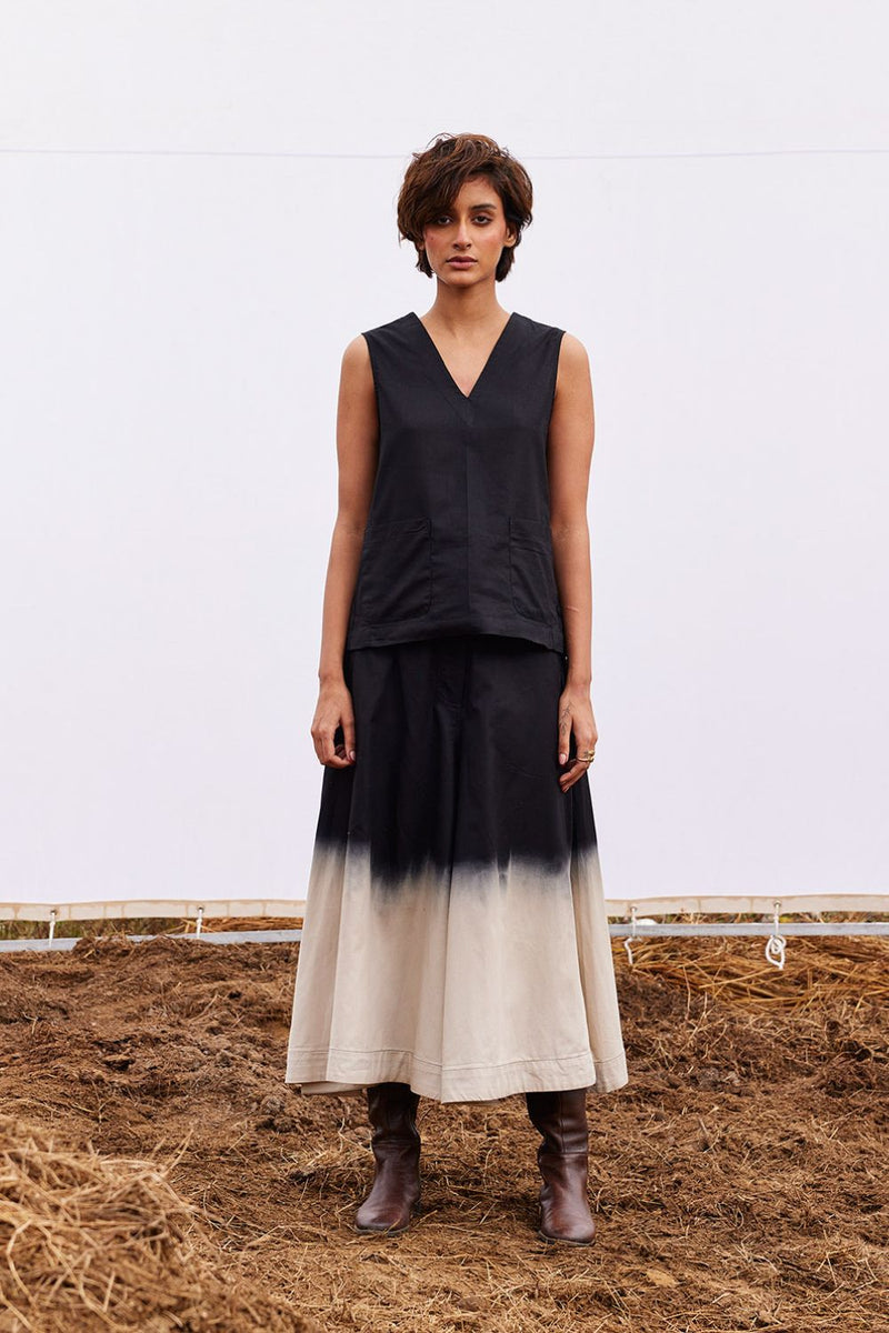 Pebble co-ord set cotton by Khara Kapas in black for women Worldwide