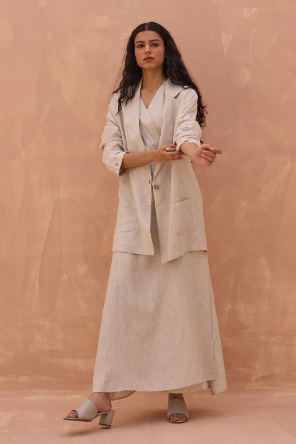 Maya Linen Dress with Jacket-Off White