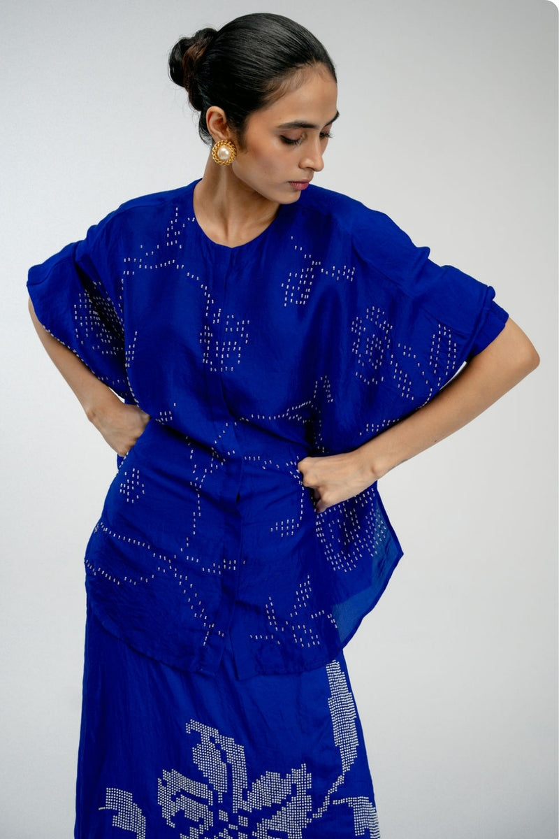 Night Bloom Shirt mulberry silk top/shirt by Ode to Odd in blue for women Worldwide