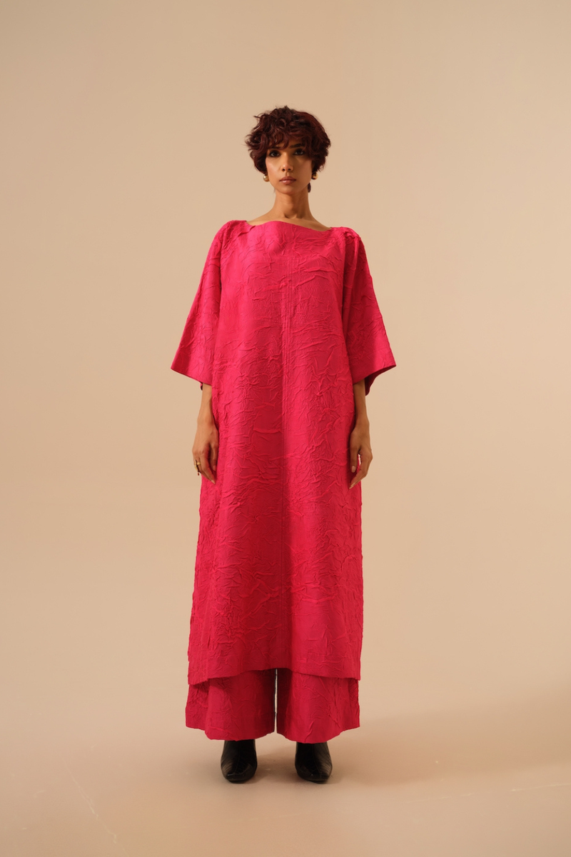 Root Pants-Pink crushed silk pants/trousers by Stoique in pink for women Worldwide