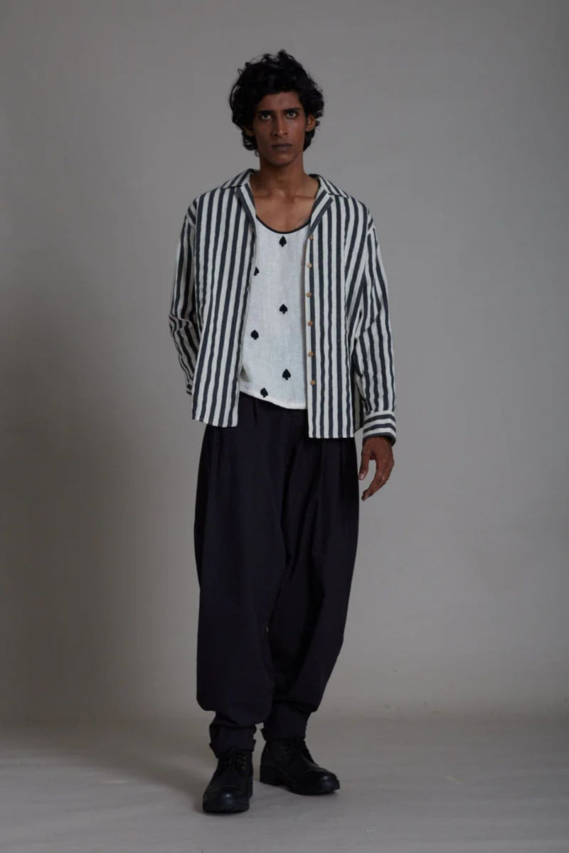 MEN'S STRIPED SHIRT-BLACK
