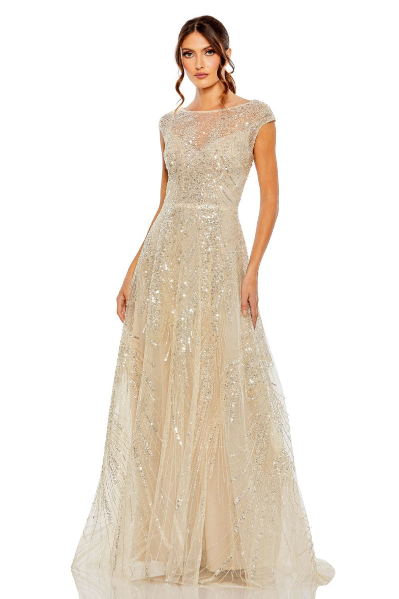 MD-20524 Longflared Gown-Beige by Mac Duggal in beige color for women Worldwide
