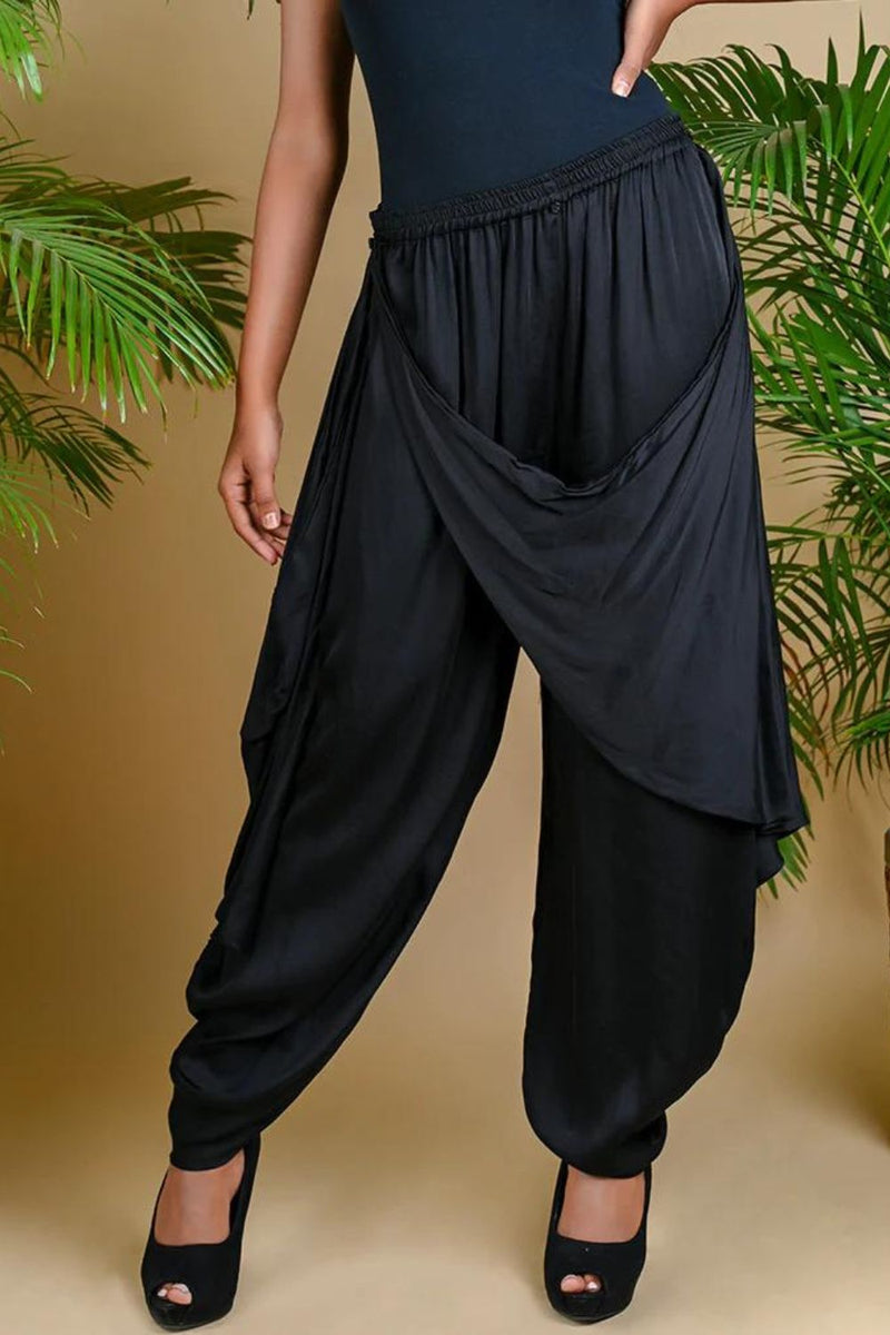 WRAP DHOTI-INDIGO BLUE silk by Dyelogue in blue color for women Worldwide