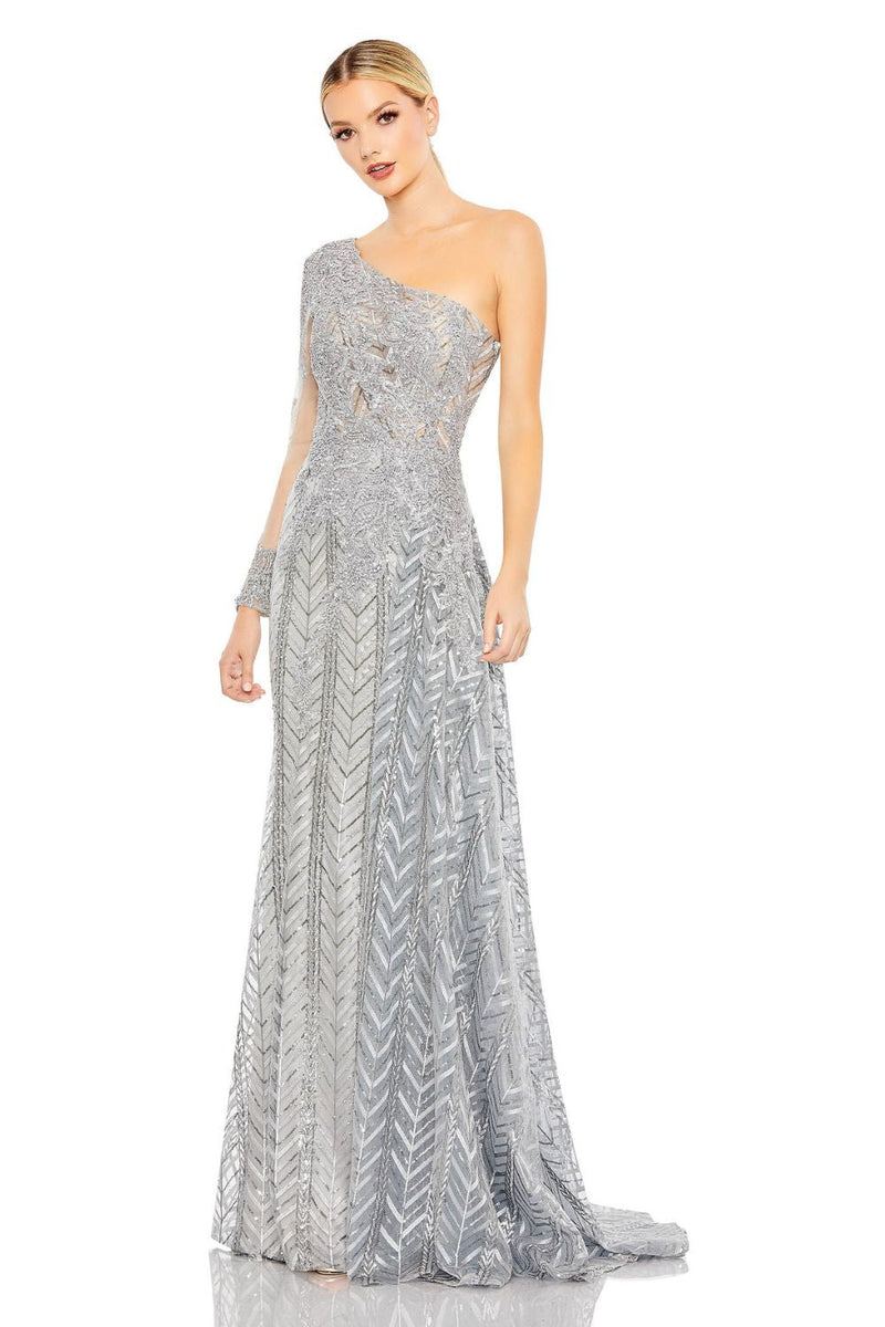 MD-20401 Long Gown-Grey by Mac Duggal in grey color for women Worldwide