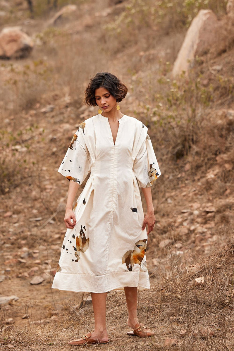 Bahariya Dress cotton by Khara Kapas in white for women Worldwide