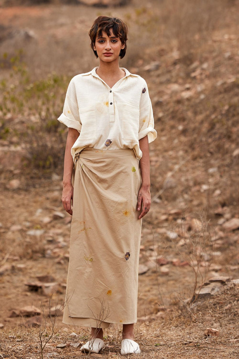 Oxford wrap skirt by Khara Kapas in beige for women Worldwide