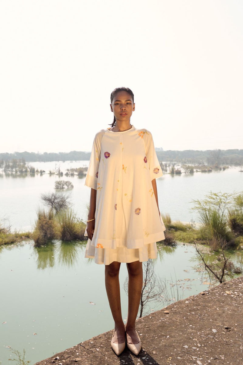 Starling dress cotton by Khara Kapas in white for women Worldwide