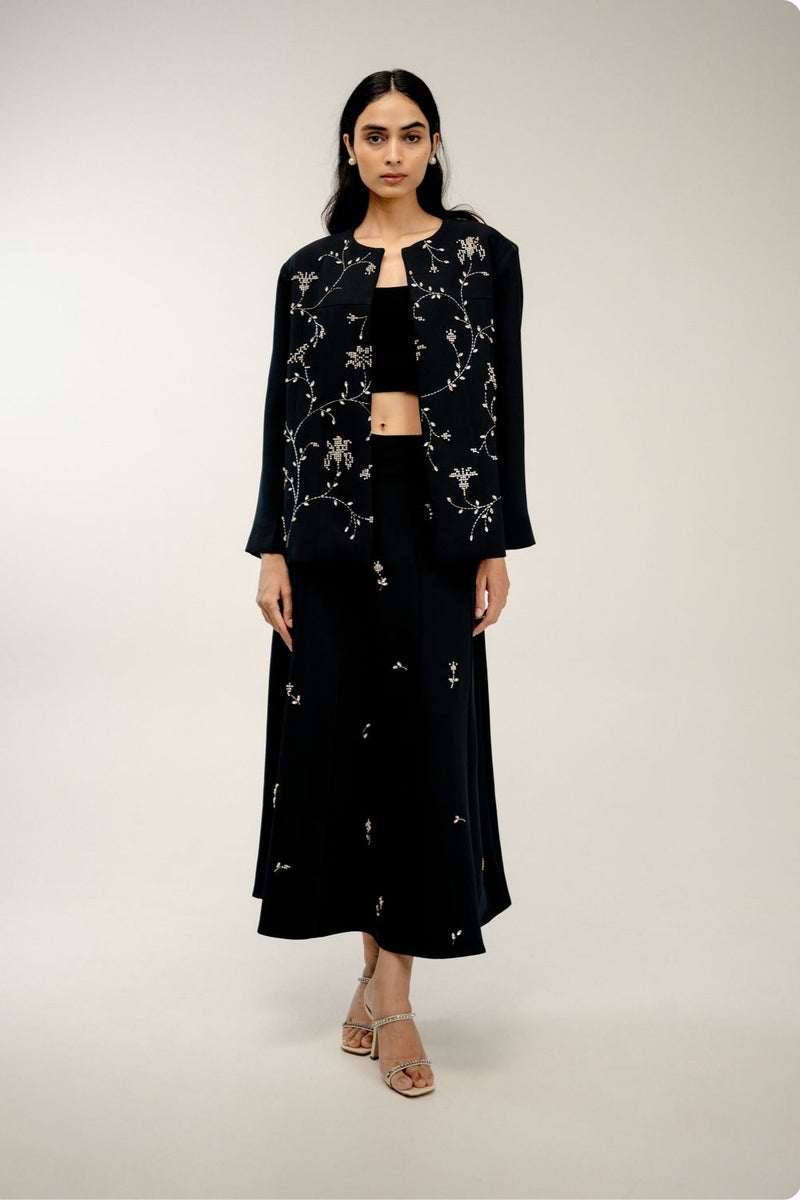 Old Pages Set japanese crepe co-ord set by Ode to Odd in black for women Worldwide