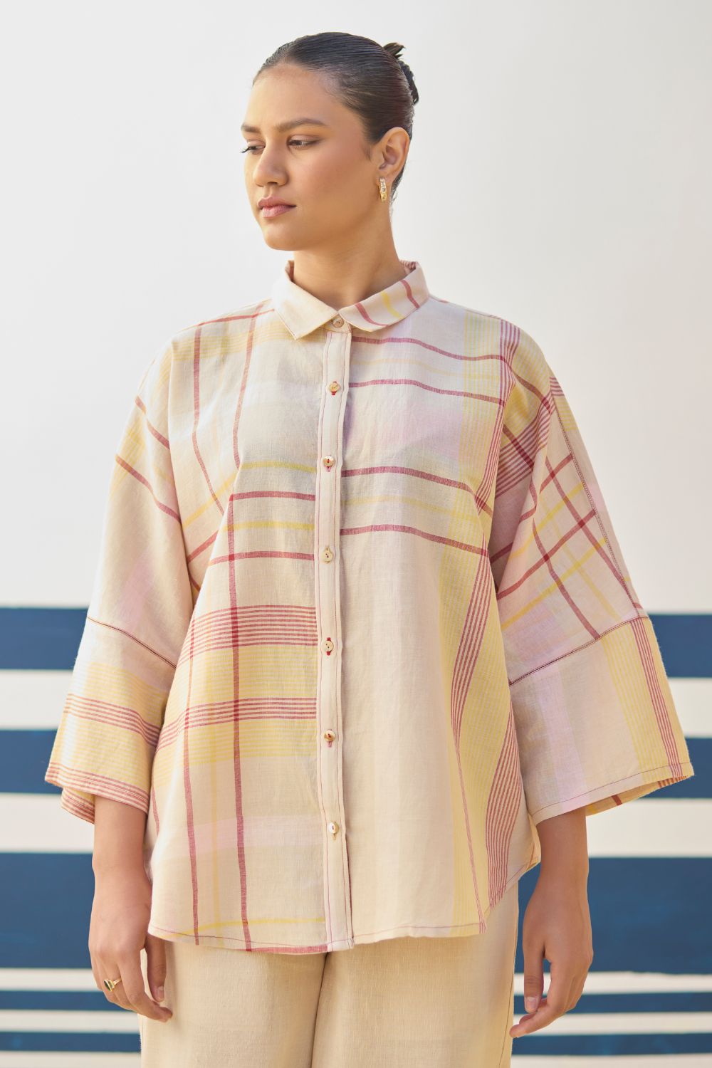 Cara Check Linen Shirt
- Sand