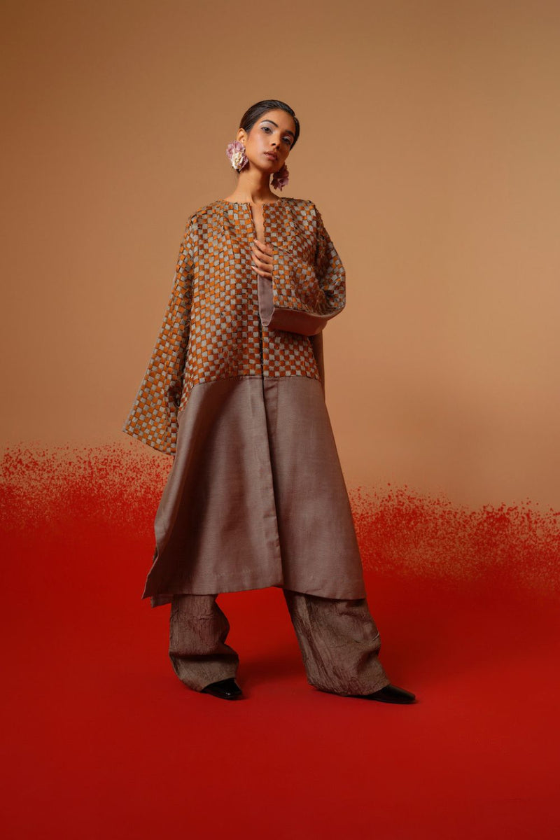 Petal Pants-Grey mysore silk pants/trousers by Stoique in grey for women Worldwide