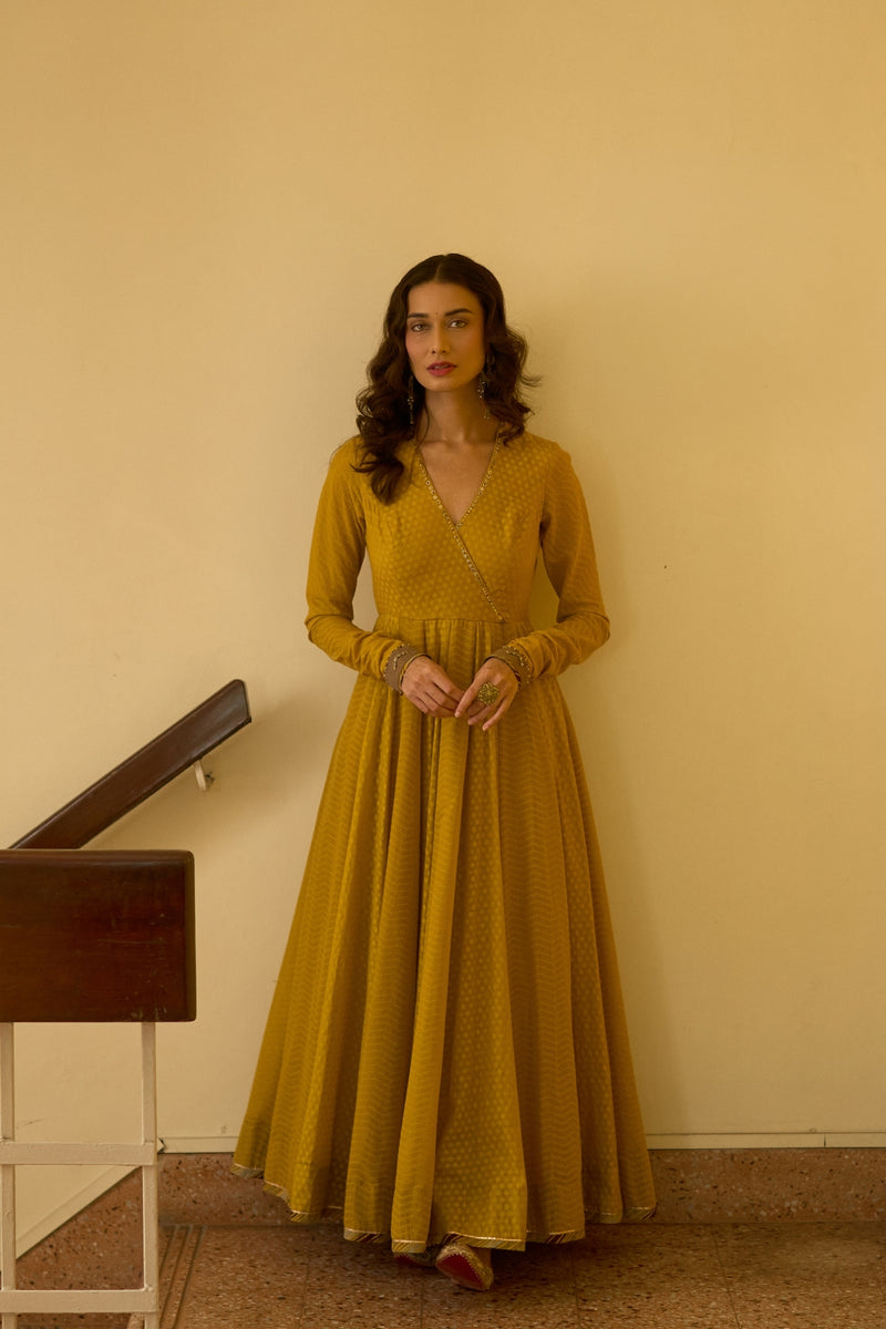 Sital Kurta chanderi kurta/kurta set by SWATTI KAPOOR in yellow for women Worldwide