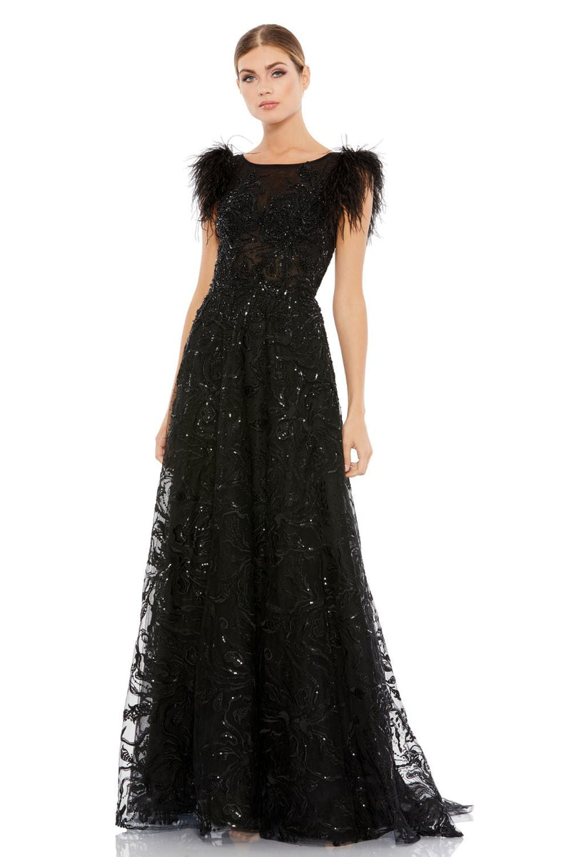MD-20296 Long Flared Gown-Black by Mac Duggal in black color for women Worldwide