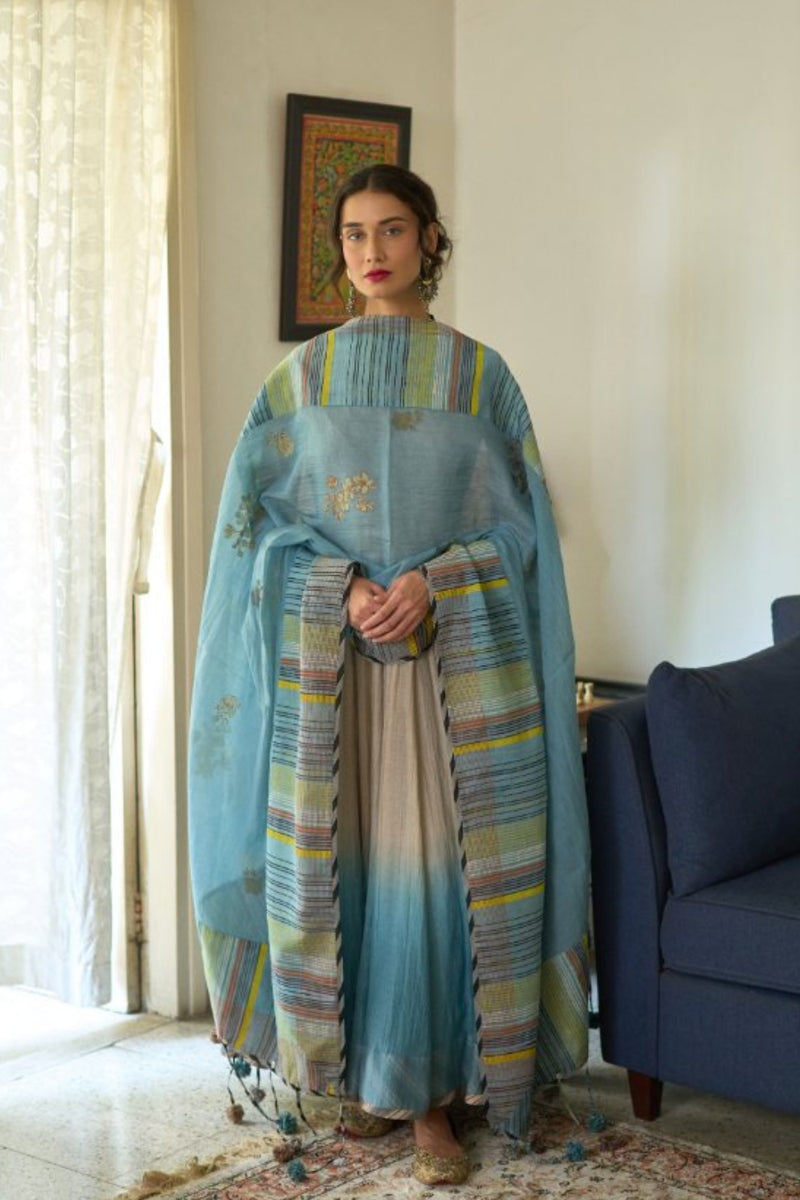 Tina Dupatta chanderi dupatta by SWATTI KAPOOR in blue for women Worldwide