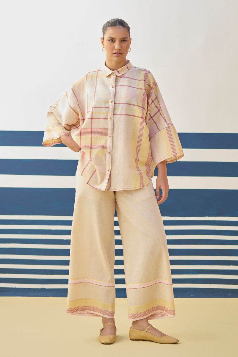 Cara Check Linen Co-ord Set
 - Sand by Manan in natural color for women Worldwide