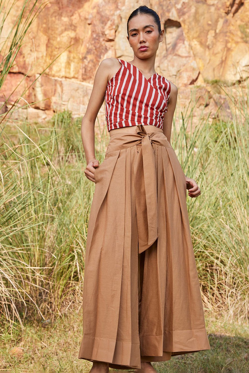 Lost In Chase Pleated Trouser Bottoms by Khara Kapas for women Worldwide