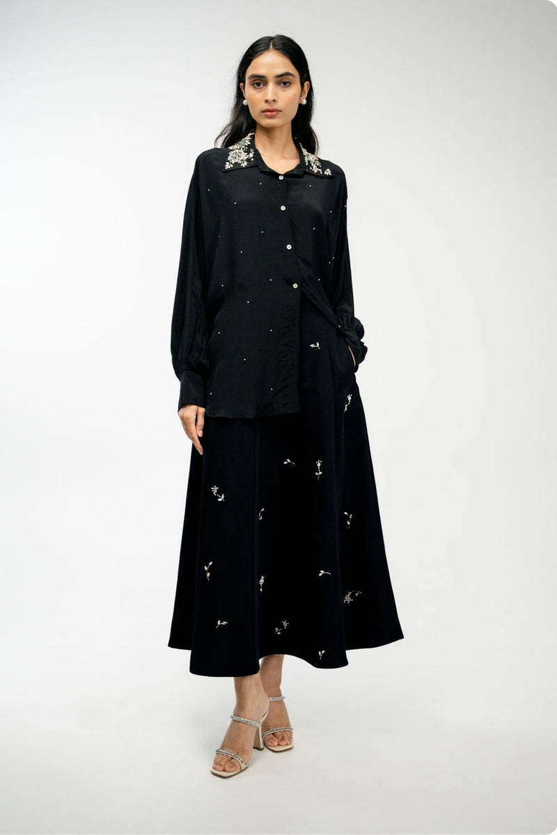Yours Always Set crepe co-ord set by Ode to Odd in black for women Worldwide